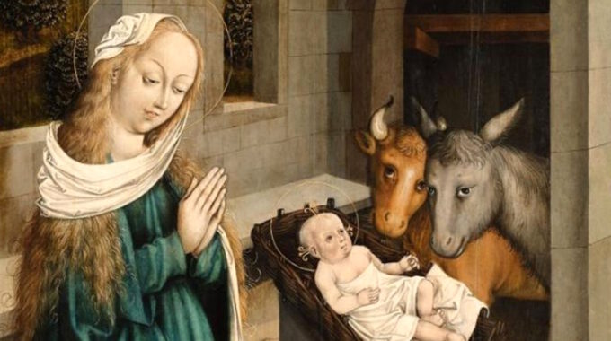 Mittelalterliche Darstellung der Geburt Christi