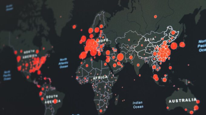 Computeranimation der Ausbreitung der Corona-Pandemie 2020