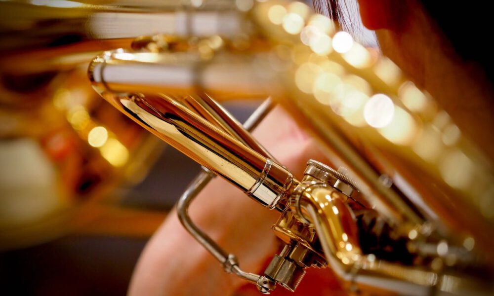 Ein Musiker spielt Posaune